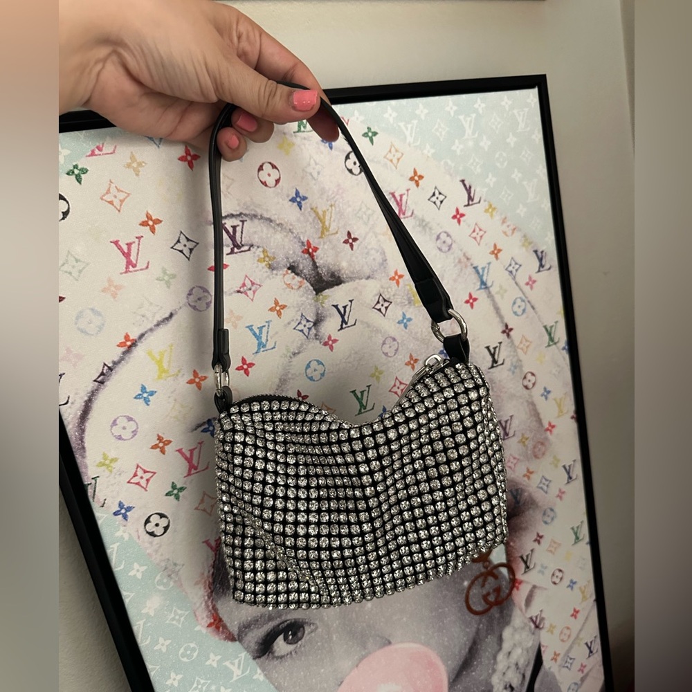 EXPRESSIONS NYC Rhinestone bag in white and black
